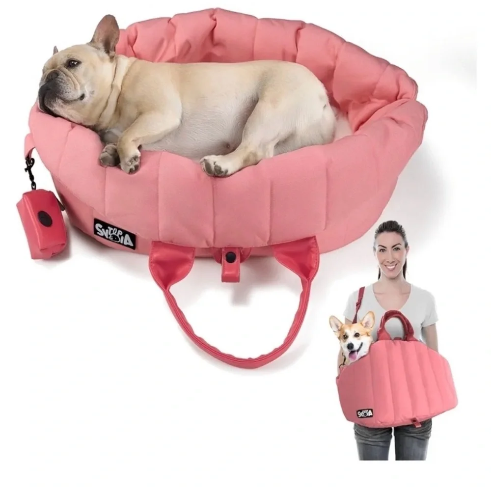 Pink Pet Carrier Bag And Travel Bed For Dogs Up To 25#